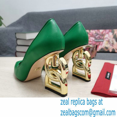 Dolce  &  Gabbana Heel 10.5cm Leather Pumps Green with DG Pop Heel 2021